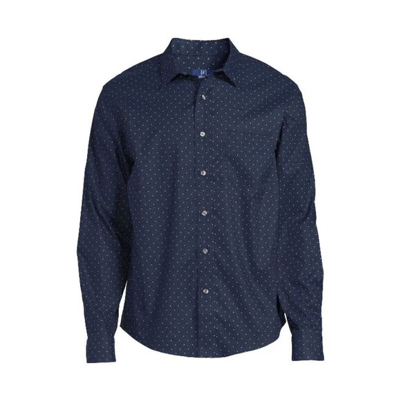 Men's Long Sleeve Poplin Button-Up Polka Dot Dress Casual Shirt 2-Pack Size S - Picture 2 of 12